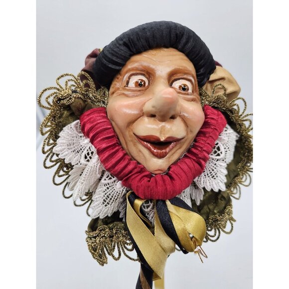 Katherine's Collection Mardi Gras Jester Doll Head On Stick Wand Wayne Kleski? - Picture 2 of 11